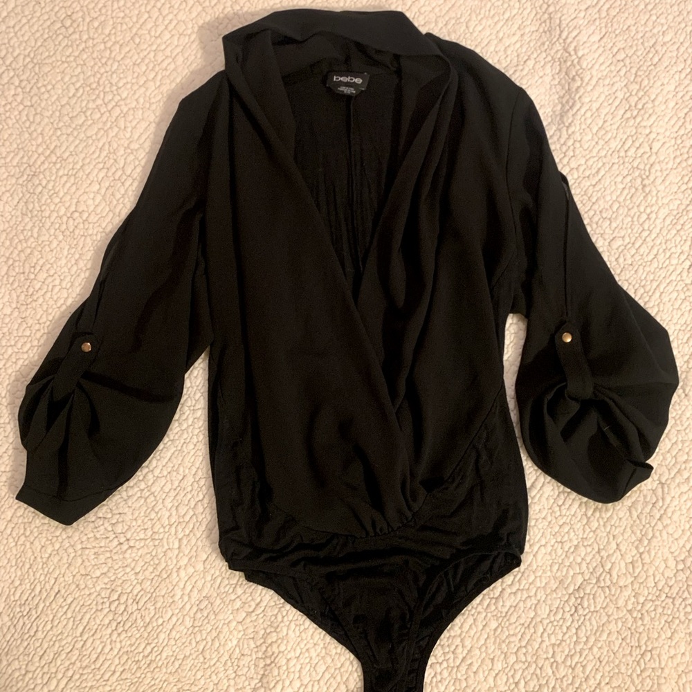 Bebe Sexy Black Low Cut Bodysuit